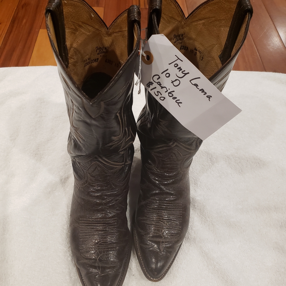 Tony Lama Caribou Dark Brown Western Boots Size 10D